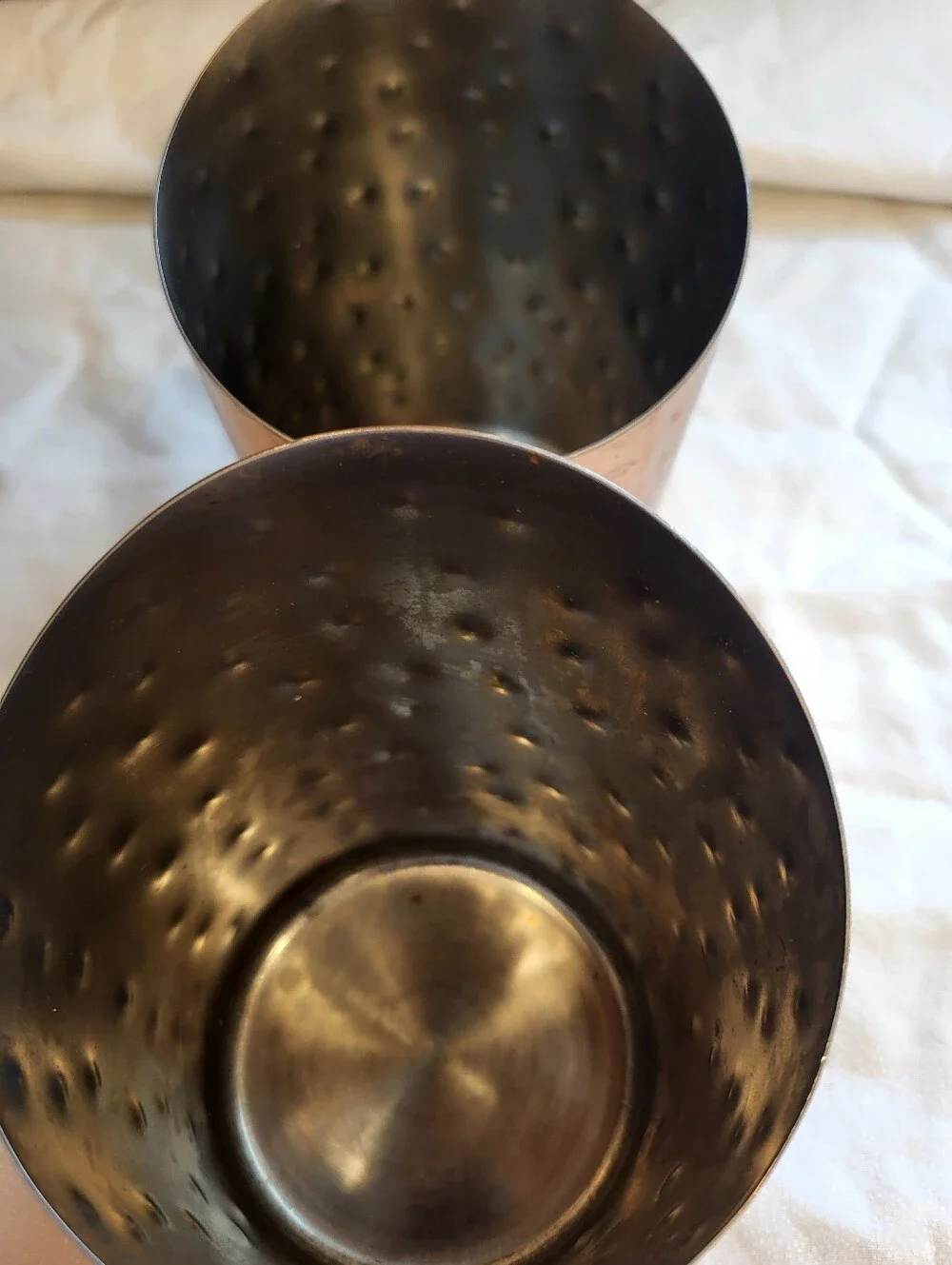 Acopa Set Of Two  12 Oz Hammered Copper Accent Holder - Rose Copper Finish